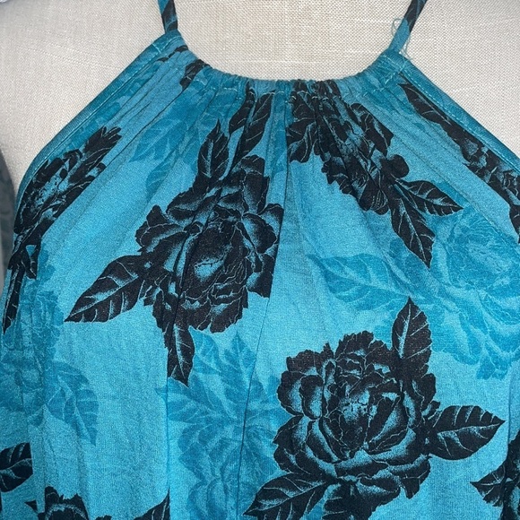 Billabong Turquoise & Black Rose adjustable tank top - Picture 4 of 8
